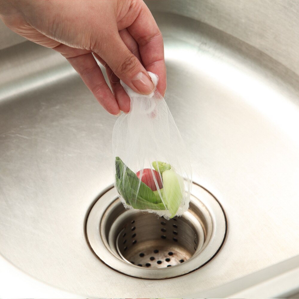 100Pcs Riool Water Filter Wegwerp Gootsteen Zeef Tas Douche Sink Haar Vuilnis Opslag Netje Voor Thuis Restaurant