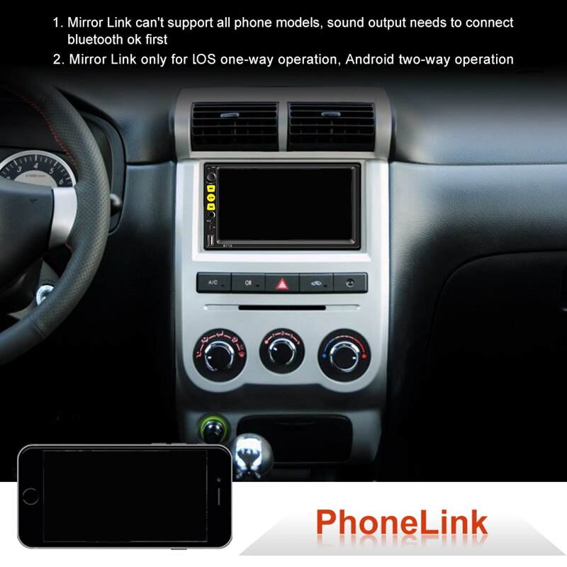 Dubbele din autoradio met bluetooth , 7 inch pers sn autoradio met mirrorlink autoradio ondersteuning stuurwielbediening, vs