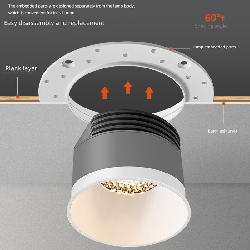 BRGT-foco LED sin marco, lámpara de techo empotrada fácil de instalar, Sin borde, estilo doméstico para sala de estar, iluminación de galería