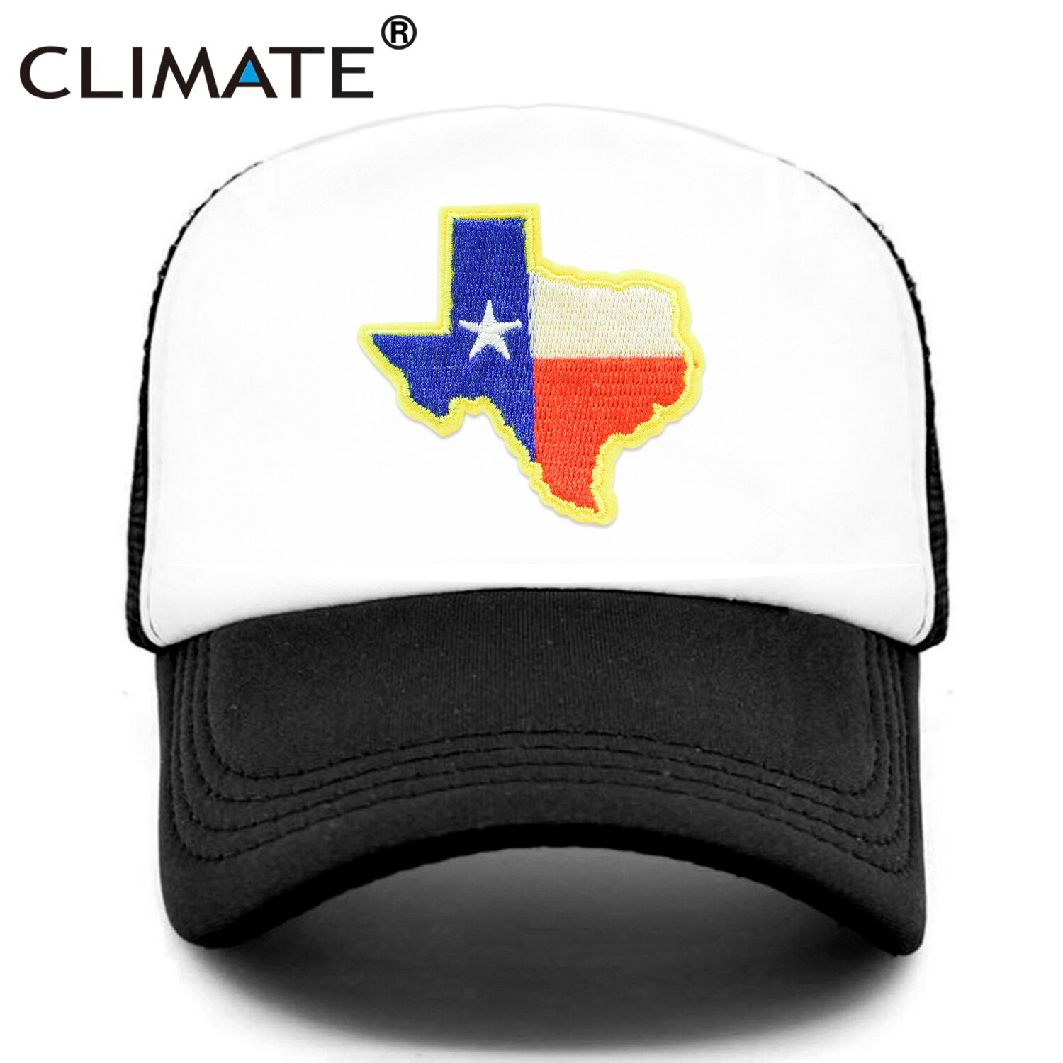 CLIMATE Texas Trucker Cap State of Texas Cap Flag of Texas Map Mesh Cool Hat Cap Cool Mesh Cap Adult: Black Cap / Kid 52to55cm head