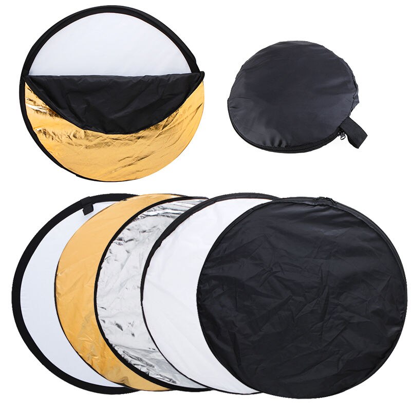 24" 60cm 5 in 1 Portable Collapsible Light Round Photography Reflector for Studio Multi Photo Disc + Zipped Carrying Bag