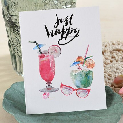 Birthday greetings card mini valentine's day message thank you small CARDS Pink girls CARDS flowers lipstick flamingos: style 9