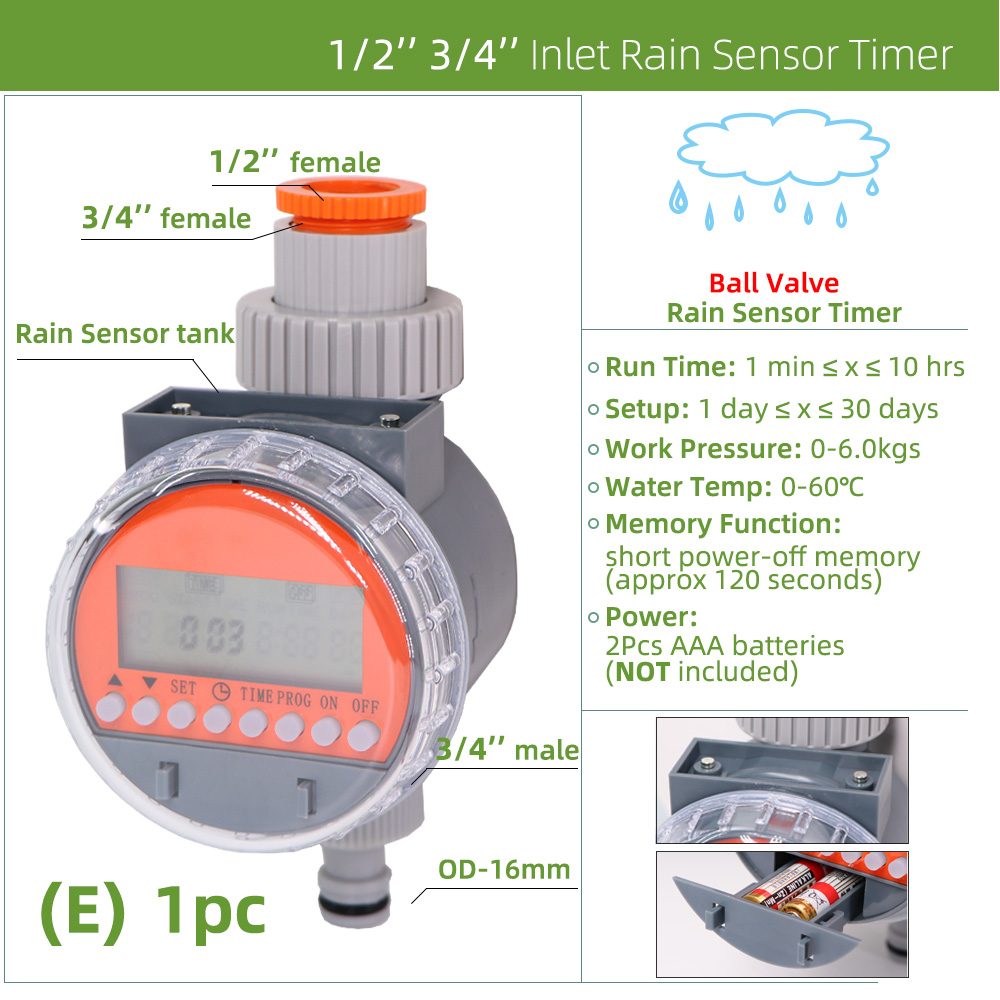Automatische Watering Timer Elektronische Irrigatiesysteem Liquid Crystal Display Regen Sensor Solar Controller Kas Timing Tool: F