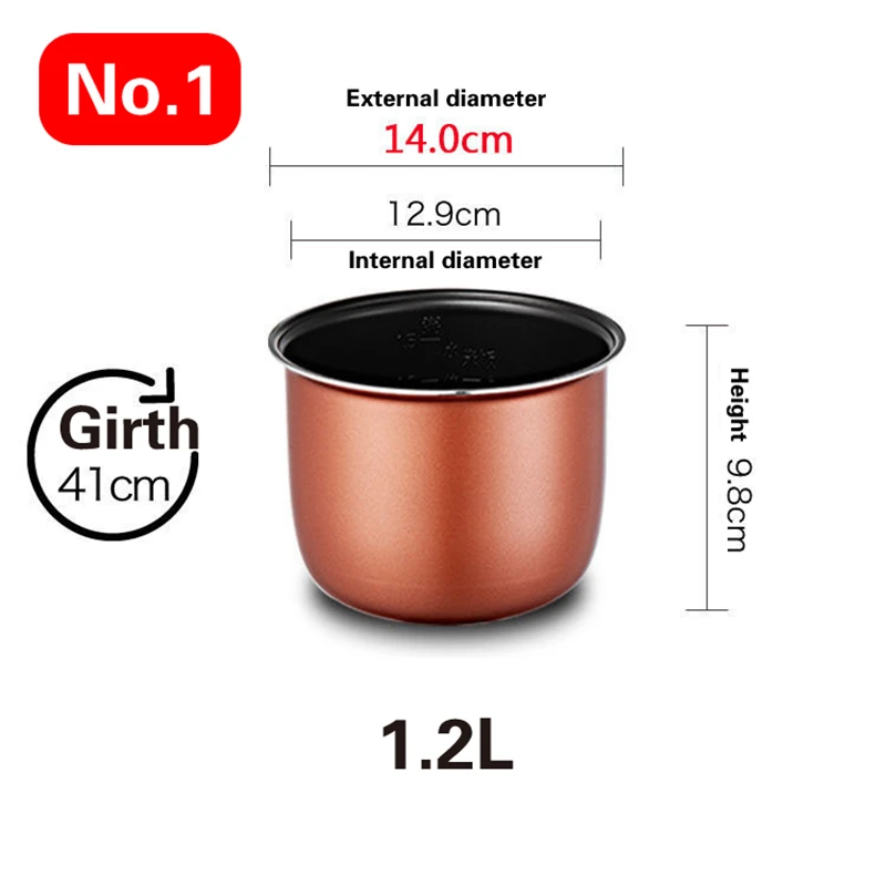 Mini olla arrocera eléctrica para el coche, revestimiento para cocinar arroz, accesorios universales, 1,2 L-4L: Gris claro