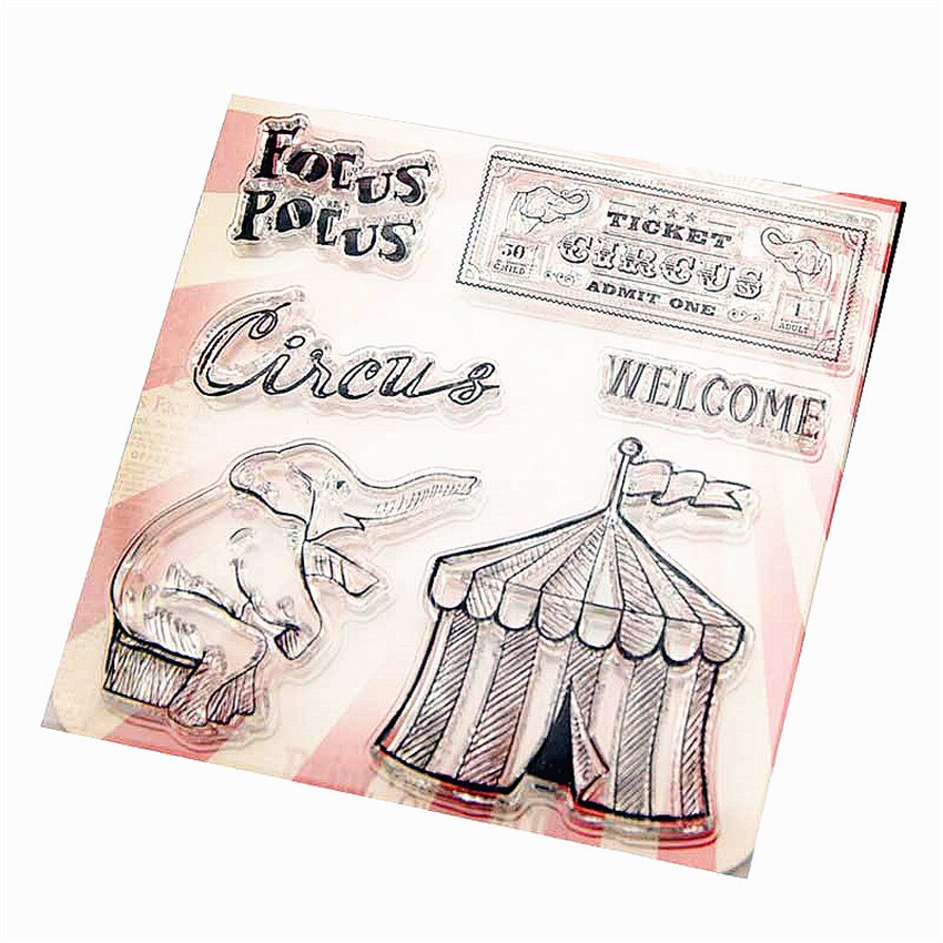 10x10cm Elephant circus Transparent Clear Stamps Silicone Seals Roller Stamp DIY scrapbooking photo album/Card Making Christmas