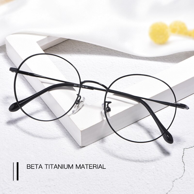 YIMARUILI-gafas redondas ultraligeras Retro β-titanio, montura para miopía, gafas graduadas ópticas, montura para hombres y mujeres 6621X