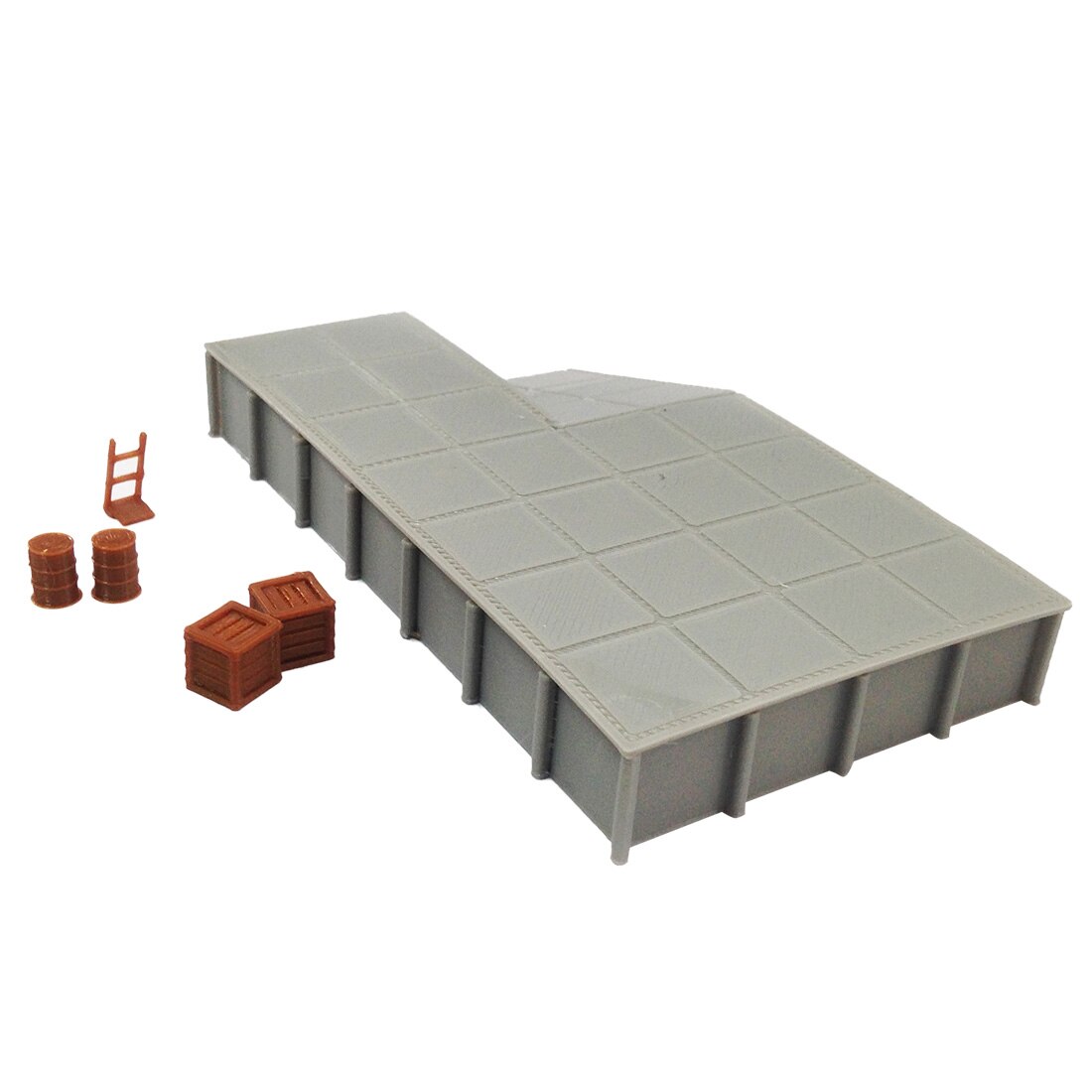 1:87 HO Scale 3D Printed Cement Freight Platform Train Railway Model Scene Decoration