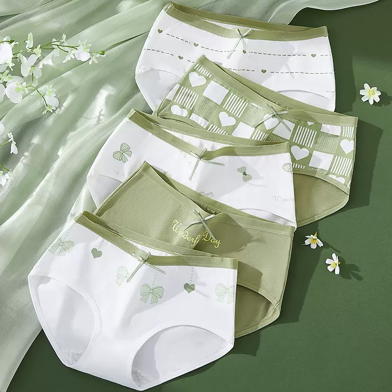 5 uds. Calzoncillos con estampado bonito para chicas jóvenes, bragas de algodón, ropa interior transpirable para mujeres, calzoncillos sexis de tiro bajo para mujeres, lencería femenina
