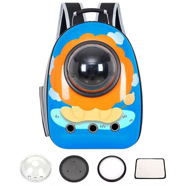 2022 1pc novo portátil transparente espaço cápsula gato mochila ir para fora ombro cão mochila acessórios de roupas: Lion