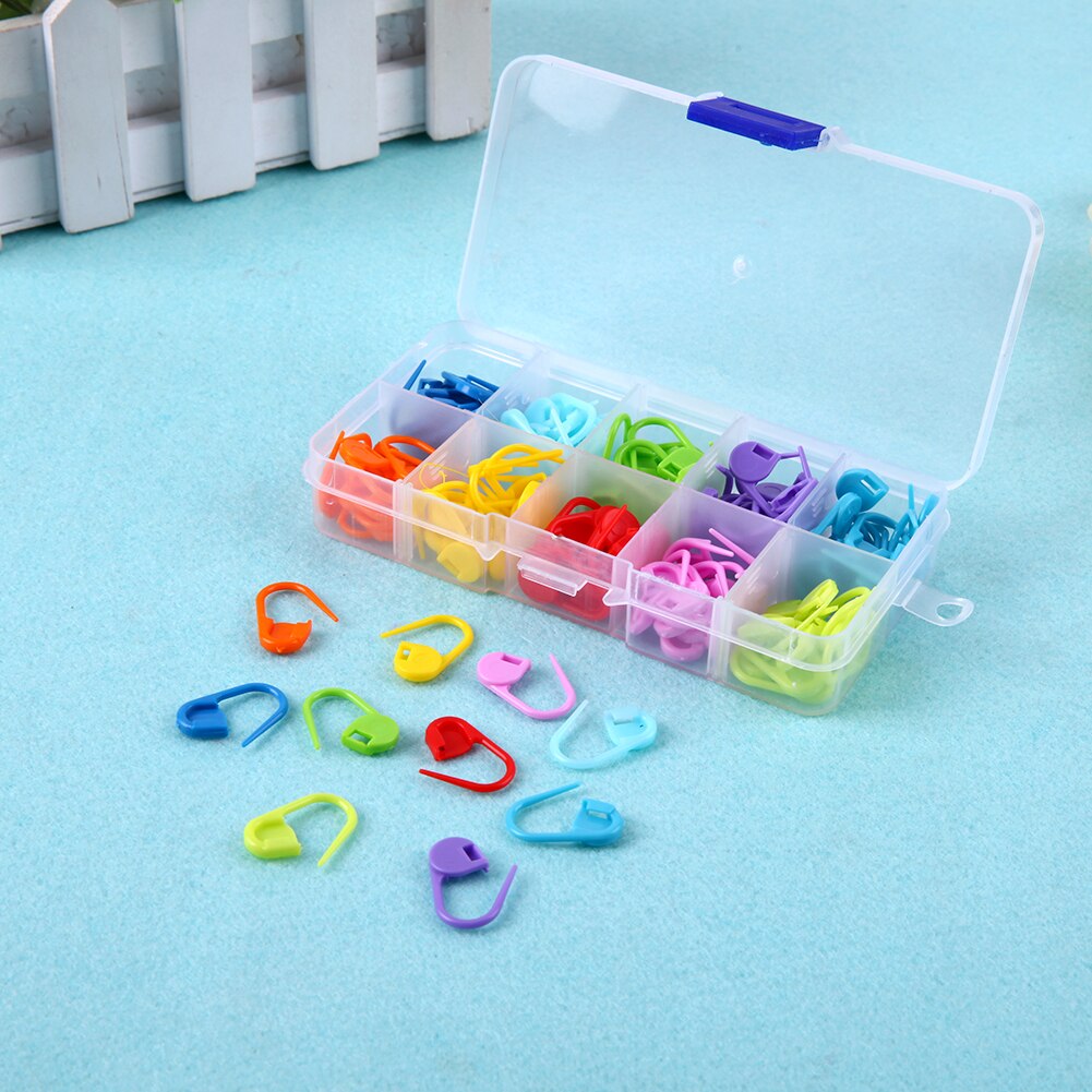 120 Pcs Mix Kleur Naaien Gereedschap Craft Haak Locking Stitch Markers Met Doos Veiligheidsspelden Breien Naald Clip 10 Kleuren