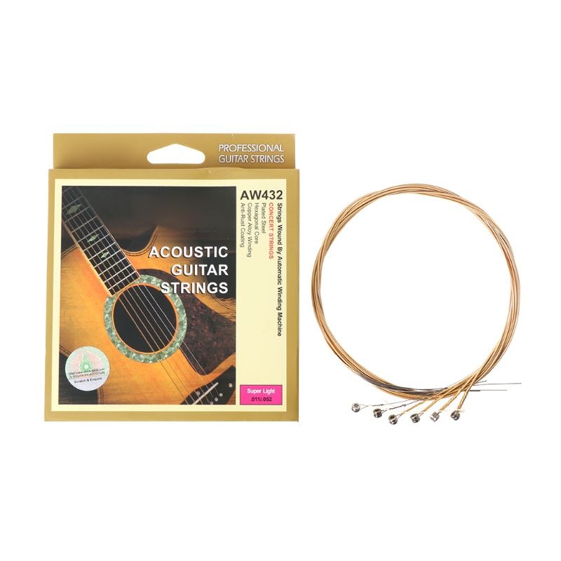 Alice  aw432 6 stk/sæt akustiske guitarstrenge 011-052/012-053 kobberlegering viklet: 432sl