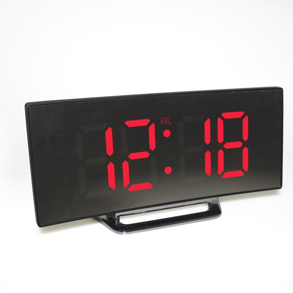 Digitale wekker 7 inch gebogen dimbaar led-scherm digitale klok voor kinderkamer groene grote cijfers klok lichtgewicht: 2
