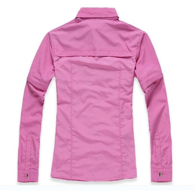 Kvinder udendørs sport hurtigtørrende skjorte aftagelig kort langærmet t-shirt til camping vandreture fiskeri klatretøj