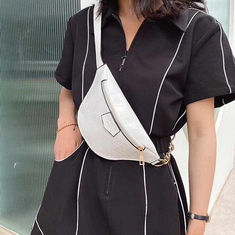 Fanny Pack femmes taille ceinture sac Crocodile motif Vintage taille sacs femme Bum pochette téléphone en cuir poitrine sac ZY889
