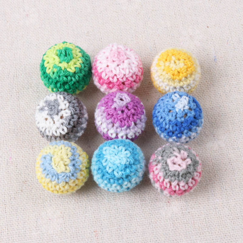 Doppel farbe Elegante 20mm Häkeln Perlen Wolle Garn Für Wählen Gestrickte Durch Baumwolle Gewinde DIY Schmuck Machen 5 Stck