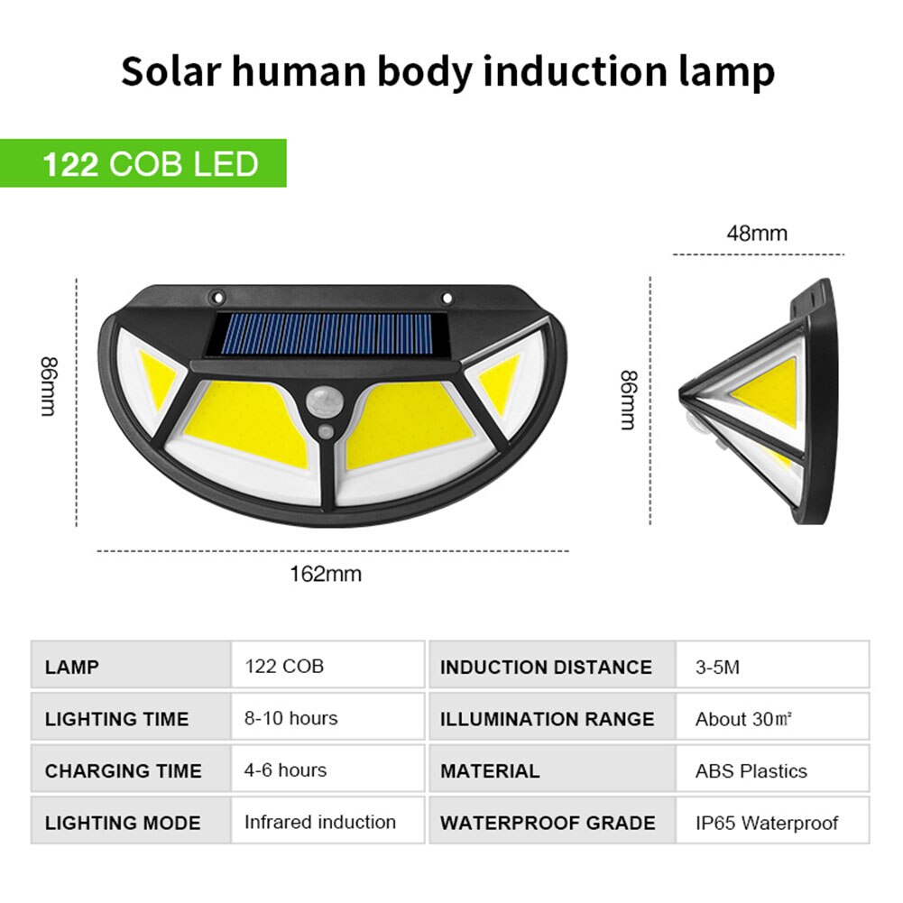 Practical Solar Light Outdoor Solar Lamp Multi-functional Durable Sunlight Waterproof PIR Motion Sensor Streetlight: 122cob