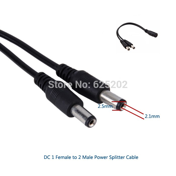 2 Kanal Power Kabel Splitter Für Secuirty System Kamera Für DC 1 Buchse auf 2 Stecker 2 stücke