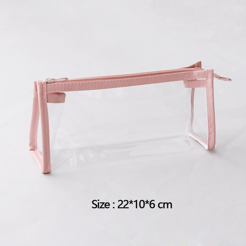Transparentes Federmäppchen, große Kapazität, einfache Stifttasche, Kawaii-Kosmetiktasche, Schule, Studium, Schreibwaren, Bürobedarf: Rosa