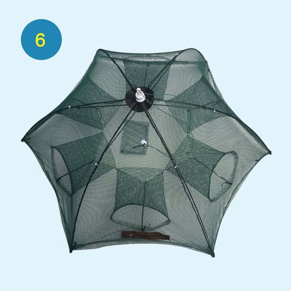 WALK FISH Strengthened 4-16 Holes Automatic Fishing Net Shrimp Cage Nylon Foldable Crab Fish Trap Cast Net Cast Folding Fishing: 6 Sides 6 Holes