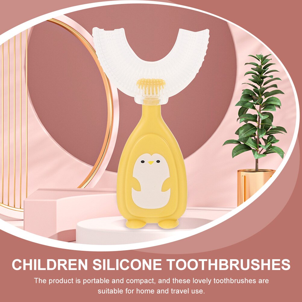 2Pcs Cartoon spazzolini da denti a forma di U adorabili spazzolini da denti in Silicone spazzolini da denti per bambini