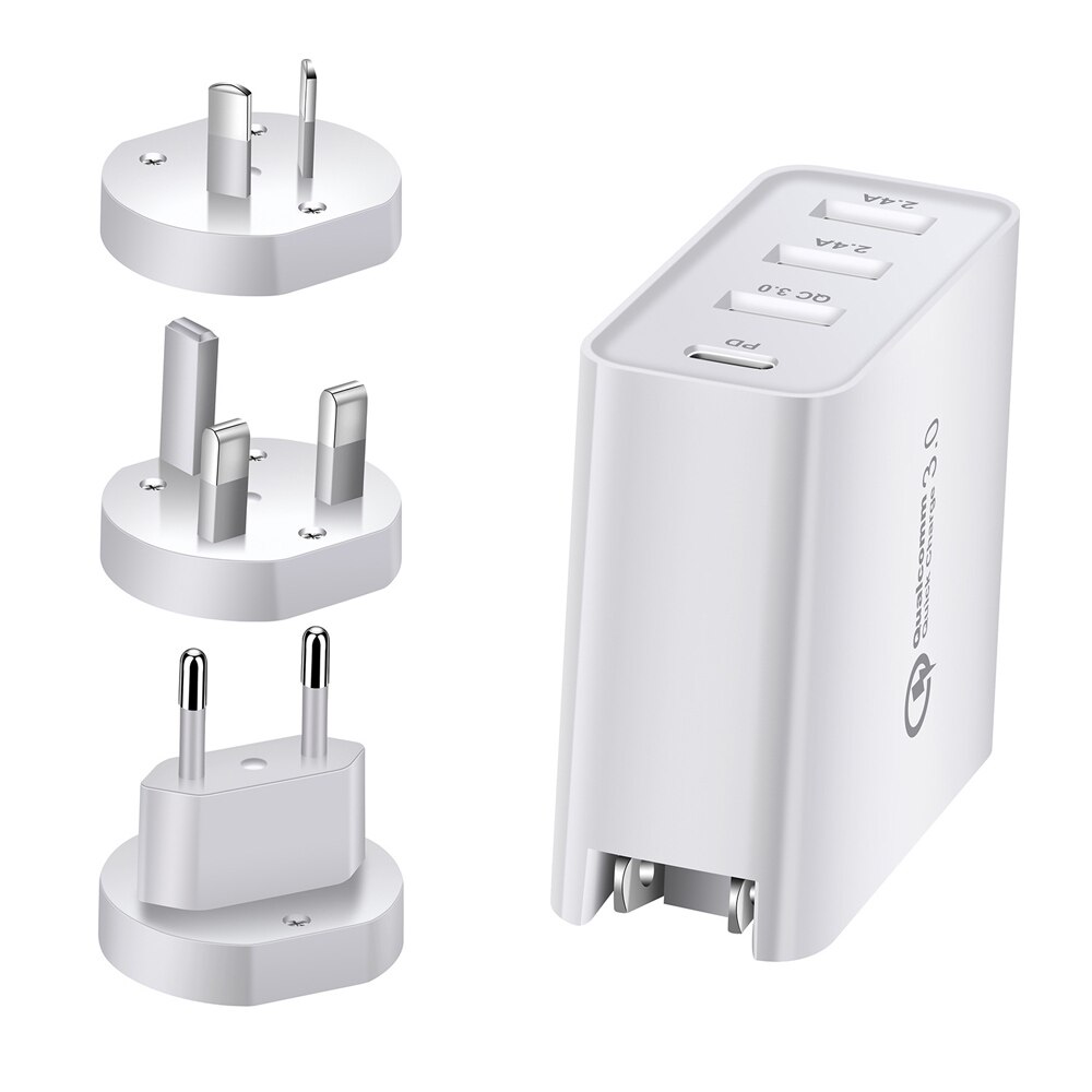 ILEPO-cargador de pared con carga rápida para móvil, Cargador USB tipo C de 48W, PD 3,0, para iPhone XS MAX 7 8 Huawei Samsung teléfono Xiaomi: white 4 port / EU