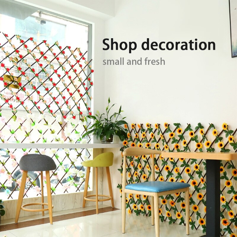 50LB Garden Expandable Fence Privacy Screen for Balcony Patio Outdoor Decorative Artificial Sunflower Leaves Fencing Panel Decor