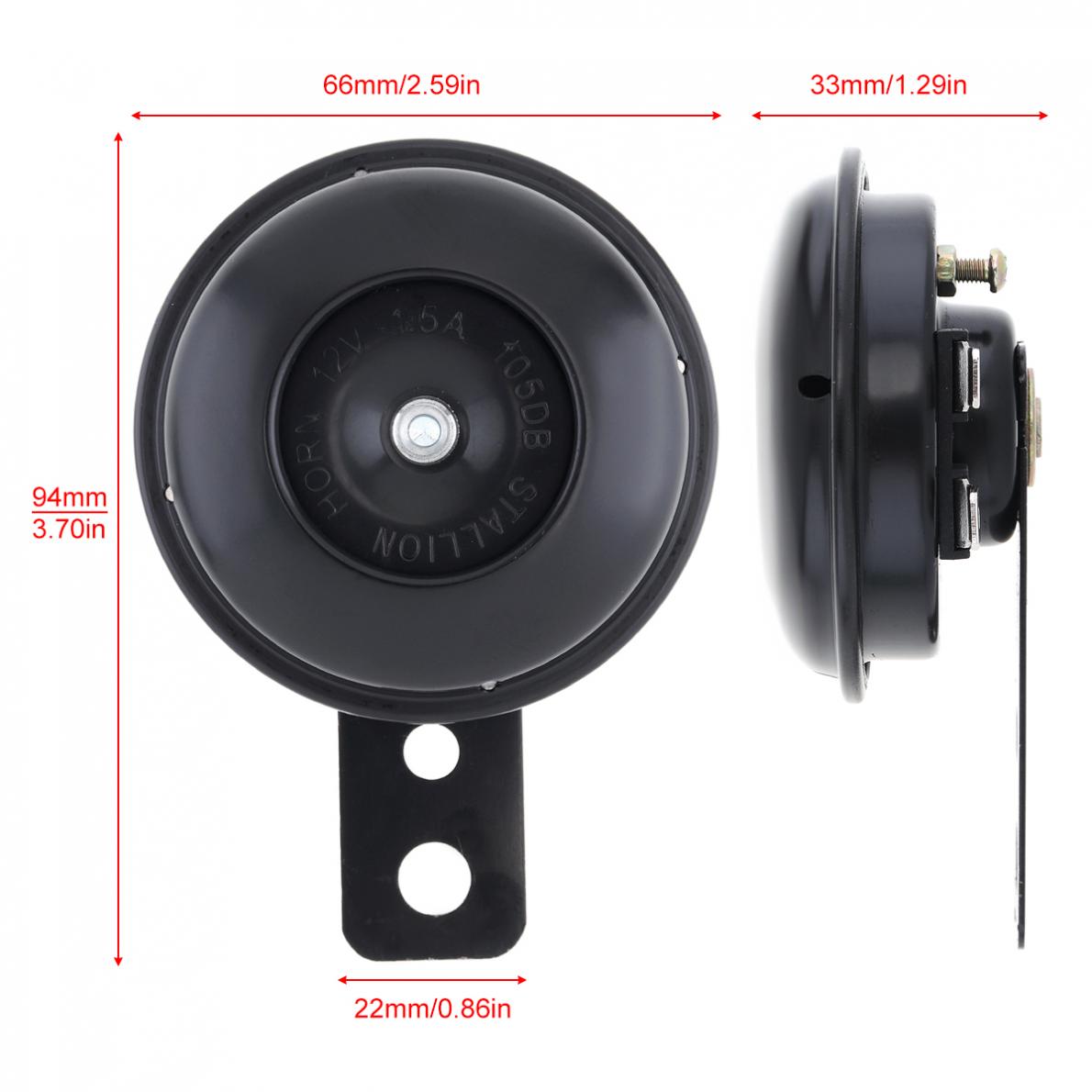 Black Universal 105db Loud Motorcycle Horn 12V Scotter Bracket Bicycle Horn for Motorbike Electric Bike Horn