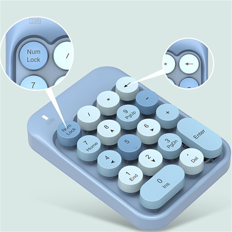 Urocza kolorowa bezprzewodowa klawiatura cyfrowa czekoladowa nasadka finansowa Mini prosta i piękna klawiatura bezprzewodowa