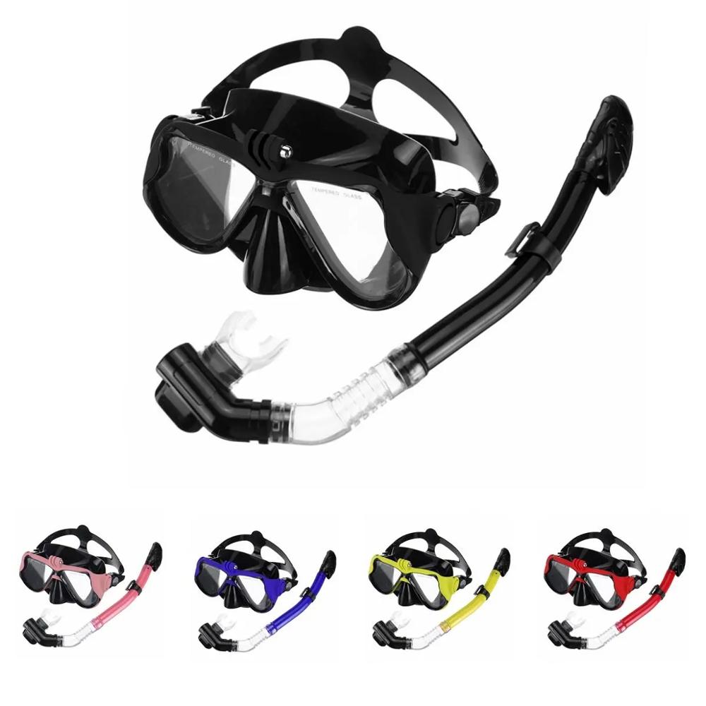 Scuba Diving Mask and Snorkels Anti-Fog Goggles Glasses Dive Swimming Easy Breath Tube Set