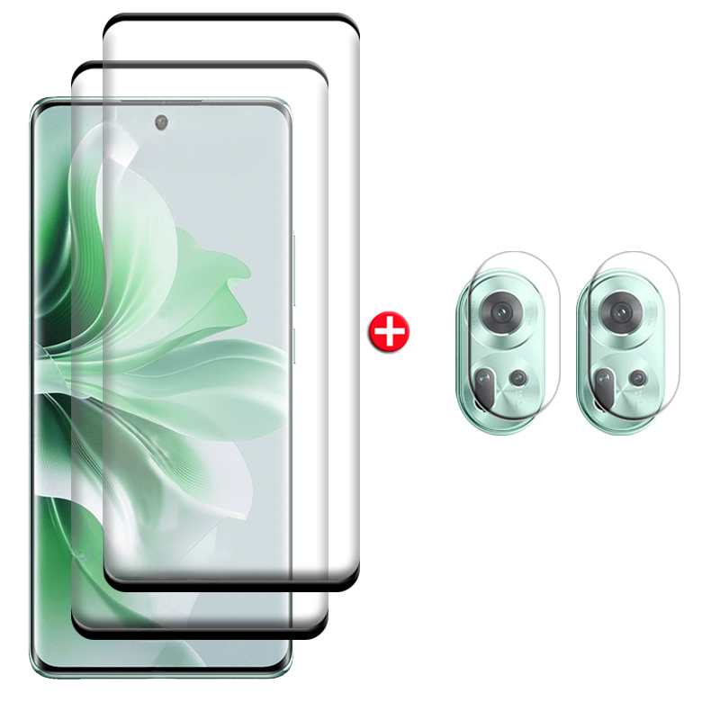 2N2 Curved Screen Protector Glass Film for OPPO Reno 11 5G Tempered Glass ON OPPO Reno 5 6 9 11 Pro Reno 10 6 5 Pro+: Bundle12