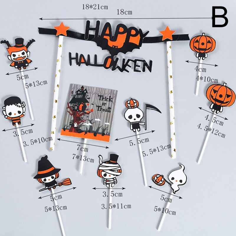 Decoración Para tarta de Halloween, signo de inserción, decoración para de Halloween, decoración para tarta, postre, calabaza: B