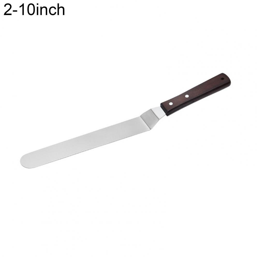 1pc Kuchen Spachtel Backen Schaber Holzgriff Edelstahl Palette Messer Schaber Kuchen Dekorieren Werkzeug Backformen Backen Werkzeug: 10Zoll 2