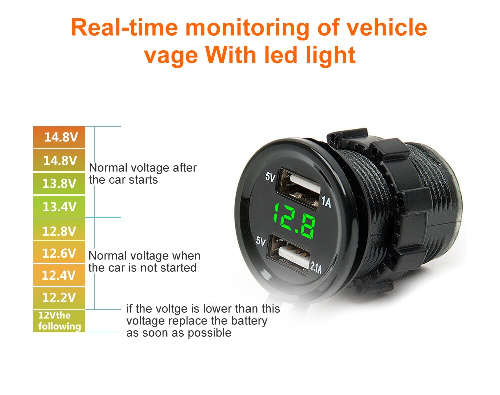 Podwójna zapalniczka samochodowa USB ładowarka robić zapalniczki samochodowej ładowarka + doprowadziło woltomierz cyfrowy monitor miernika 3 kolory