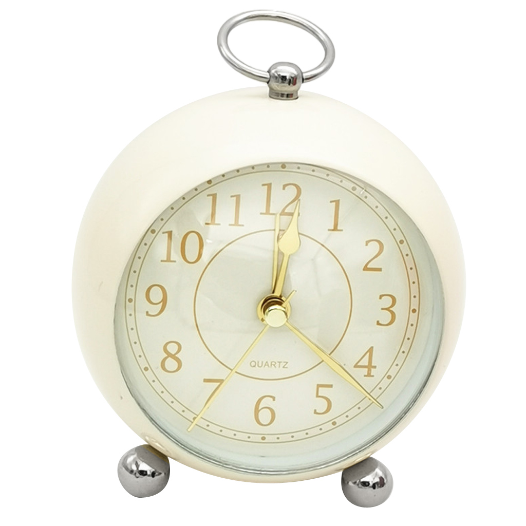 Alarm Clock Home Decor Bedside Desk Clock Vintage Silent Mute Quartz Analog Battery Operated Non-Ticking for Kids Bedroom