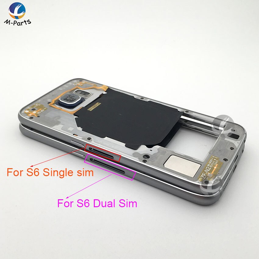 Marco medio Original chasis placa bisel para Samsung Galaxy S6 G920F S6 edge G925F S6 edge plus G928F carcasa trasera + NFC + parte