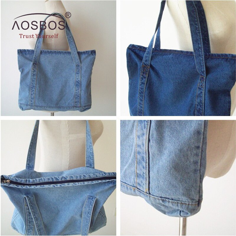 Aosbos – sacs à main en toile pour femmes, sacs à bandoulière en Denim bleu de styliste, fourre-tout de bonne , grande capacité