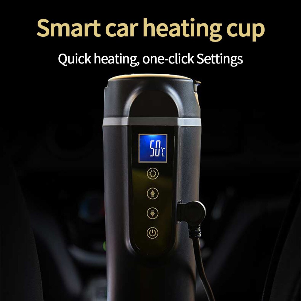 Enver 12v 420ml bil elektrisk varmekop opvarmning vandkedel intelligent temperaturkontrol lcd display temperaturkedel
