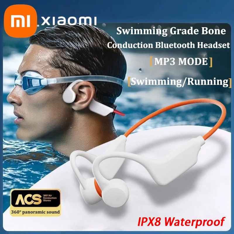 Xiaomi Bone Conduction Headset Bluetooth 5.4 Not In Ear Swimming Running IPX8 Waterproof Long Life Hang Ear Sports Headphones