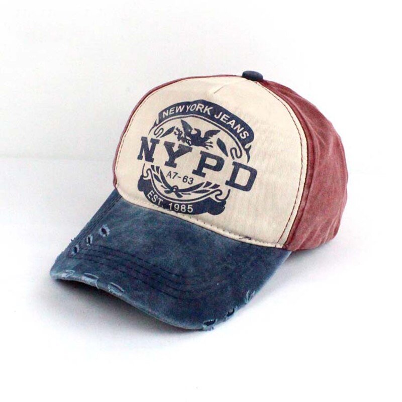 Baseball cap brev trykt stil nypd monteret hat par afslappet cap panel vask vintage cap til mænd kvinder snapback cap: Flåde
