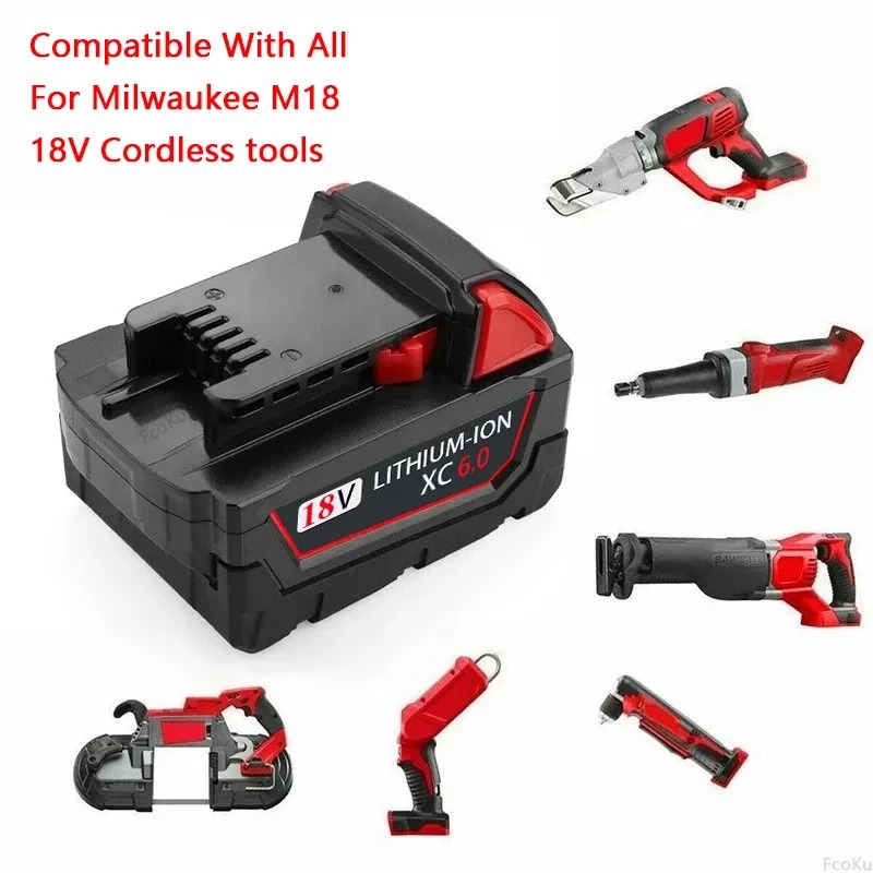Batterie au Lithium 18V batterie Rechargeable originale 12Ah pour outil électrique Milwaukee M18 XC M18B2 M18B4 M18B5 Batteries avec chargeur