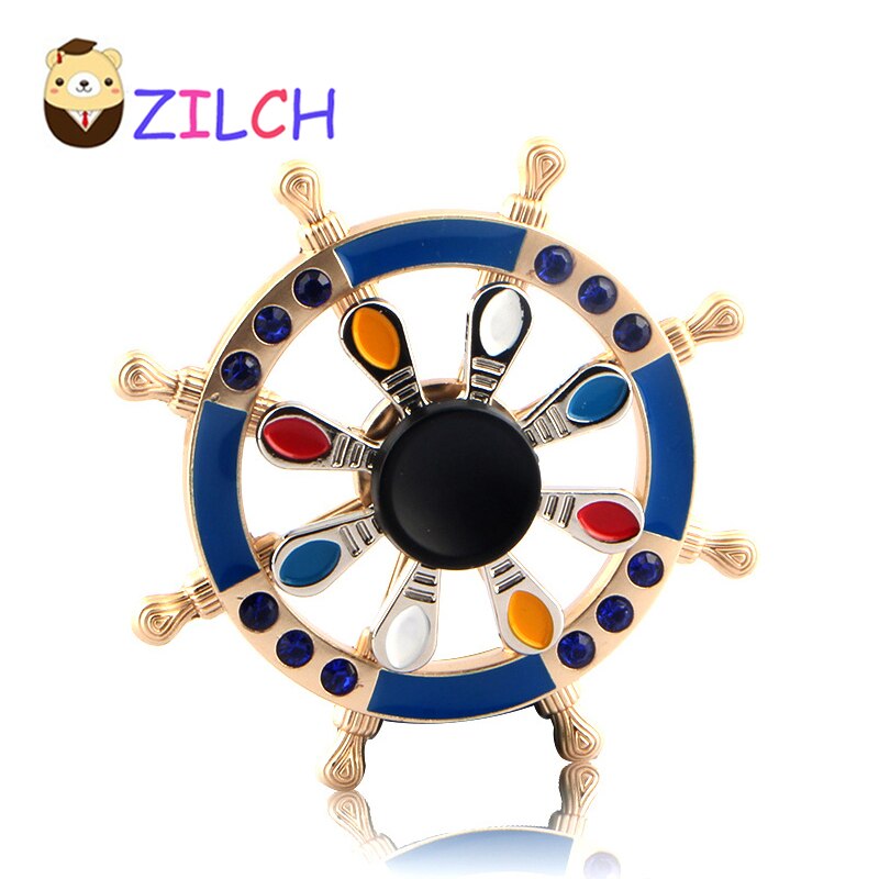 Double Bearing Hand Spinner Pirate Sailor Ship Wheel Rudder Fingertip Gyro Fidget Spinner Desk EDC Toy