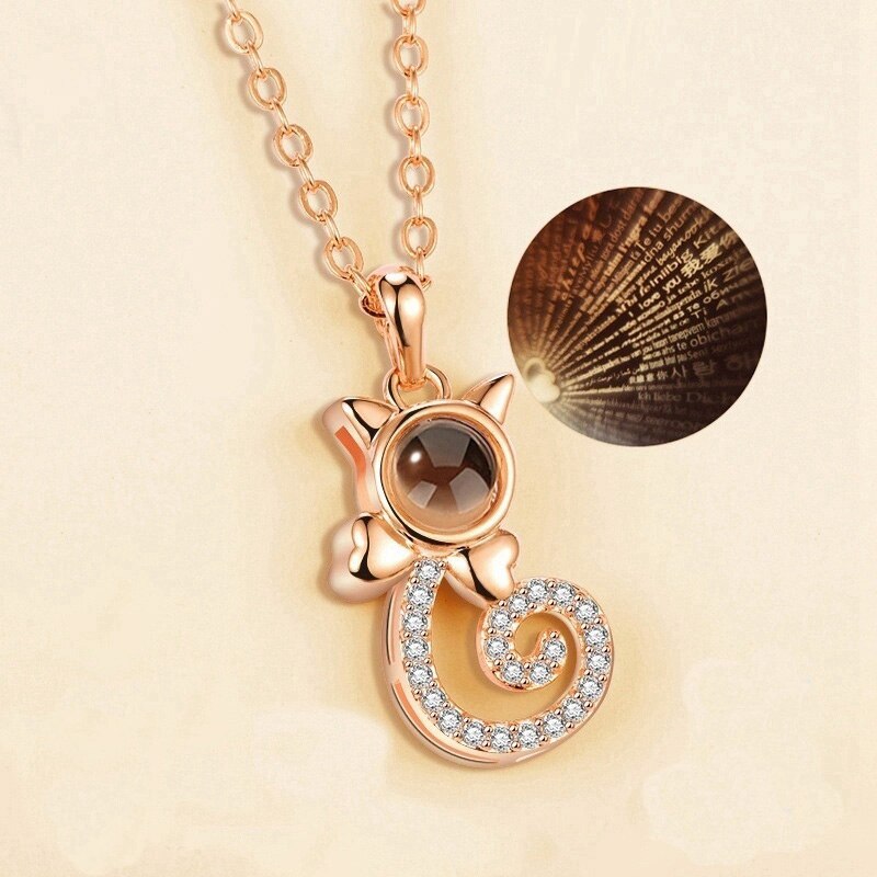 20 Styles Rose Gold&Silver 100 Languages I Love You Projection Pendant Necklace Romantic Love Memory Wedding Necklace for Women: 1916SP0034