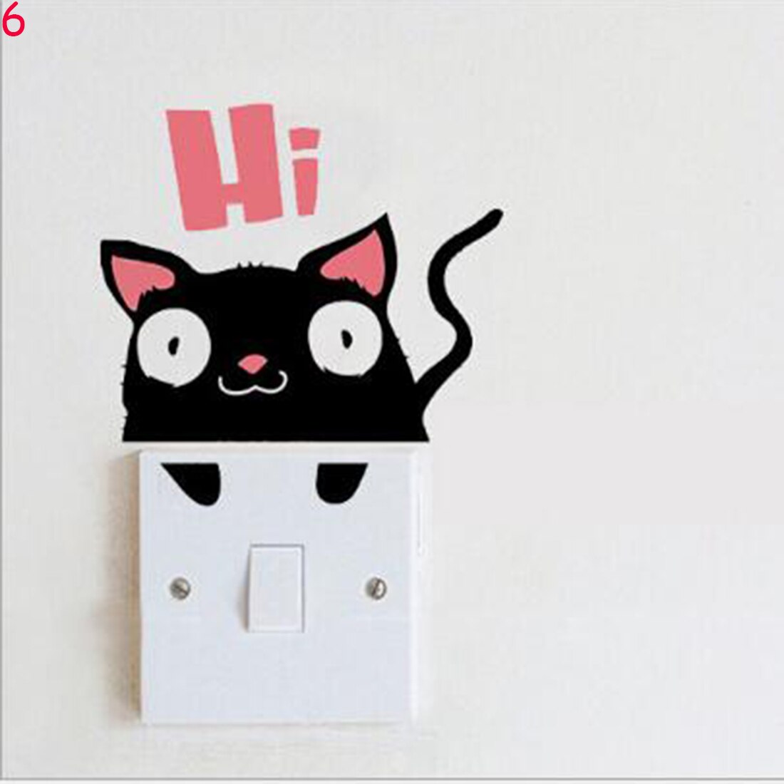 DIY Funny Cute Sleeping Cat Pandas Switch Stickers Vinyl Decal Bathroom Wall Sticker for Home Decoration Animals Art Stickers: 6