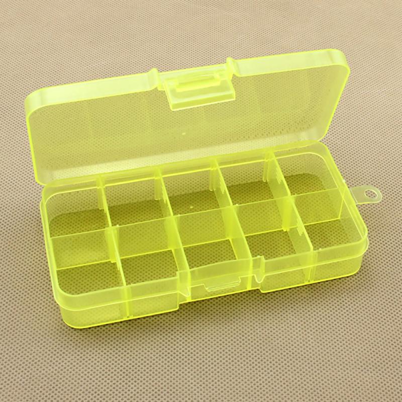 Doorzichtige Plastic Opbergdoos Sieraden Doos Compartiment Verstelbare Container Voor Kralen Earring Box Voor Sieraden Rechthoek Box Case: yellow
