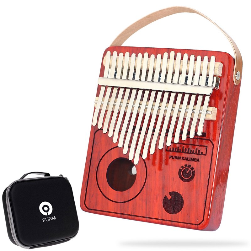 PURM Kalimba-Instrumento de pulgar de 17 teclas, instrumento de pulgar de Piano con manual de canciones, martillo de sintonización, caja EVAProtection: Red flower pear