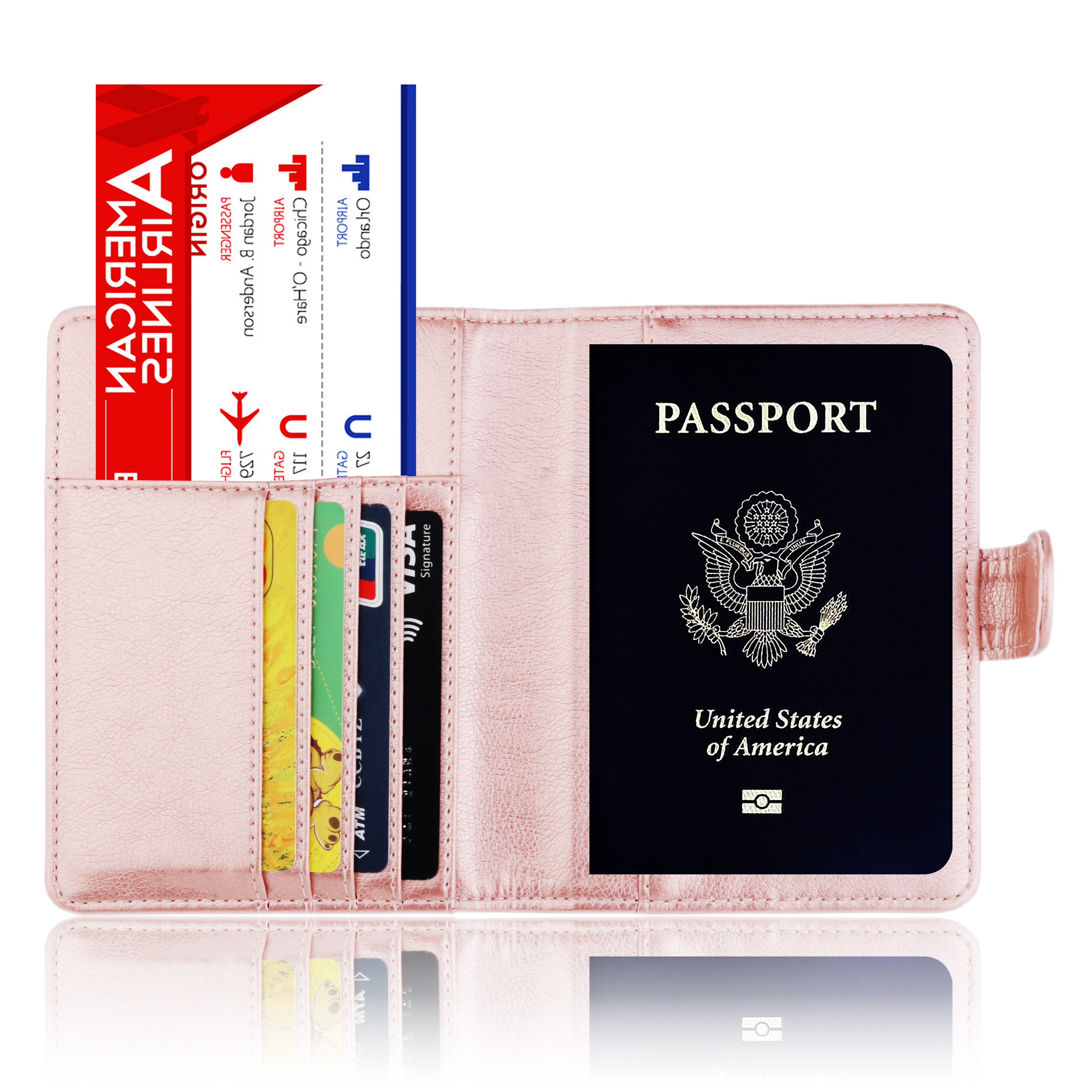 Trassory reseläder usa pass täcker oss rfid-skydd kreditkort passhållare fodral med magnetisk knapp