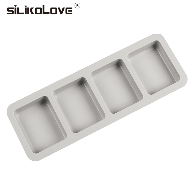 SILIKOLOVE-moldes de silicona para jabón, forma de rectángulo, molde para fabricación de jabón de 4 cavidades, artesanías hechas a mano para baño familiar