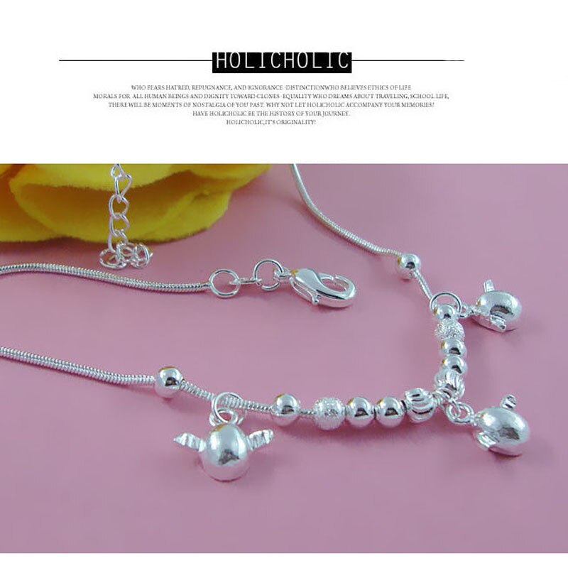 925 Sterling Silber Kleiner engel eier Charme Fußkettchen Für Frauen 925 silber Knöchel Armbinde schmuck Länge 22cm