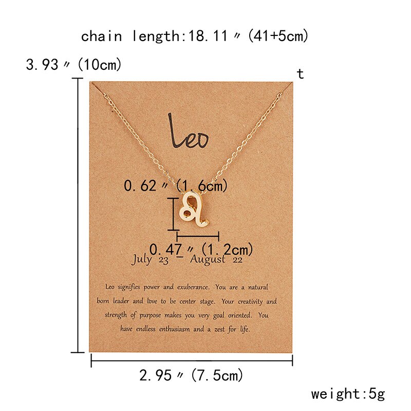 12 Sternzeichen Konstellationen Anhänger Halsketten Für Frauen Männer Männlichen Gold Farbe Halsketten Schmuck Geburtstag: Leo