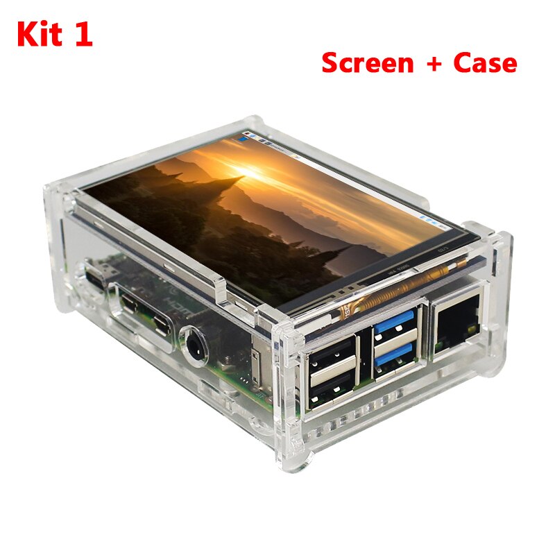 Raspberry Pi 4 – écran tactile LCD TFT 3.5 pouces, 480x320, avec boîtier en acrylique, Moddel B: Kit 1